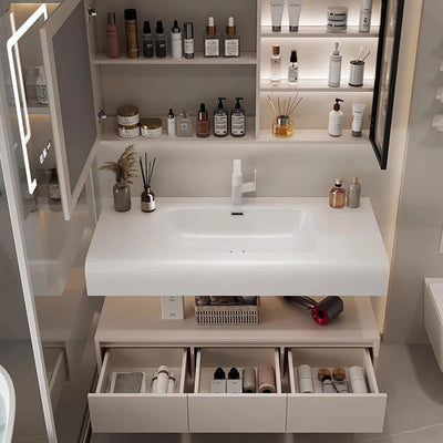 Bathroom Furniture Skin Sensor Bathroom Vanity Cabinet With Sink And Mirror Integrated Arc Washing Table Combination To Wash