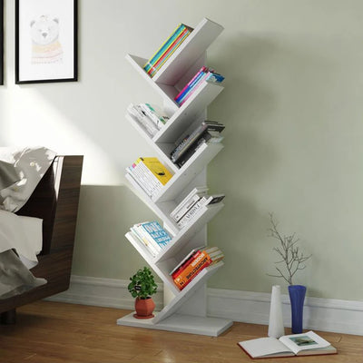 Rustic Standing Tree Bookshelf Wood Display Rack For Home Office Decoration Storage Organizer Shelf Bookcase