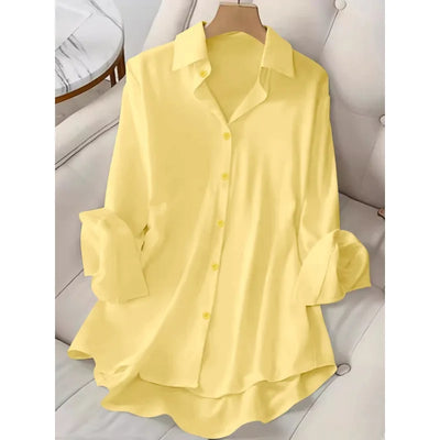 Women's Large Size Shirts White Top Lapel Spring and Summer Thin Travel Essential Single-breasted