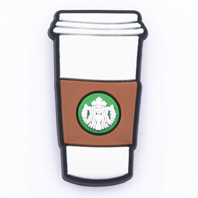 1pc Cute Cartoon Cat Coffee Cup PVC Shoe Charms Buckle Clogs Accessories for Girls Sandals Decoration Kids Gift