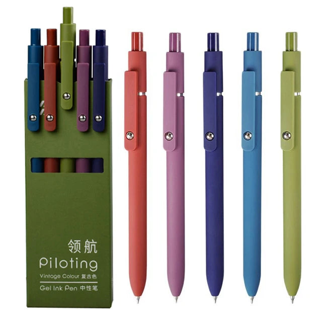 5pcs High-quality Retractable Gel Pen 0.5mm Quick Dry Black Ink Pen Fine Tip Smooth Writing Cutes Pen School Office Supplies