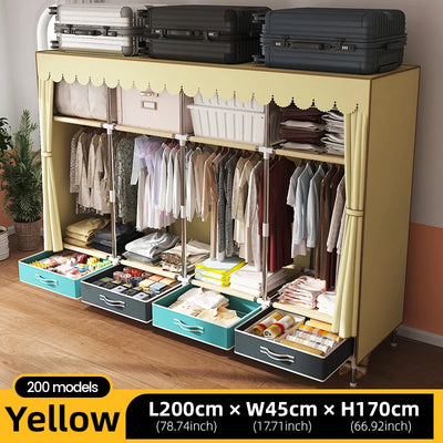 Large Fabric Wardrobe Portable Closet Organizer Multi-layer Dustproof Storage Cabinet for Rental Room or Bedroom