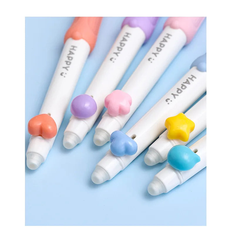 3pcs Happy Beans Gel Pens Set Ergonomical Triangle Grip Erasable Black Color Ink 0.5mm Ballpoint for Writing School A7682