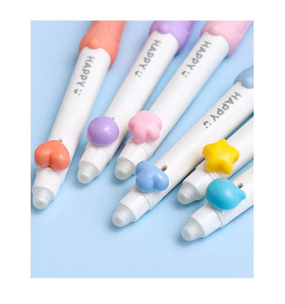 3pcs Happy Beans Gel Pens Set Ergonomical Triangle Grip Erasable Black Color Ink 0.5mm Ballpoint for Writing School A7682