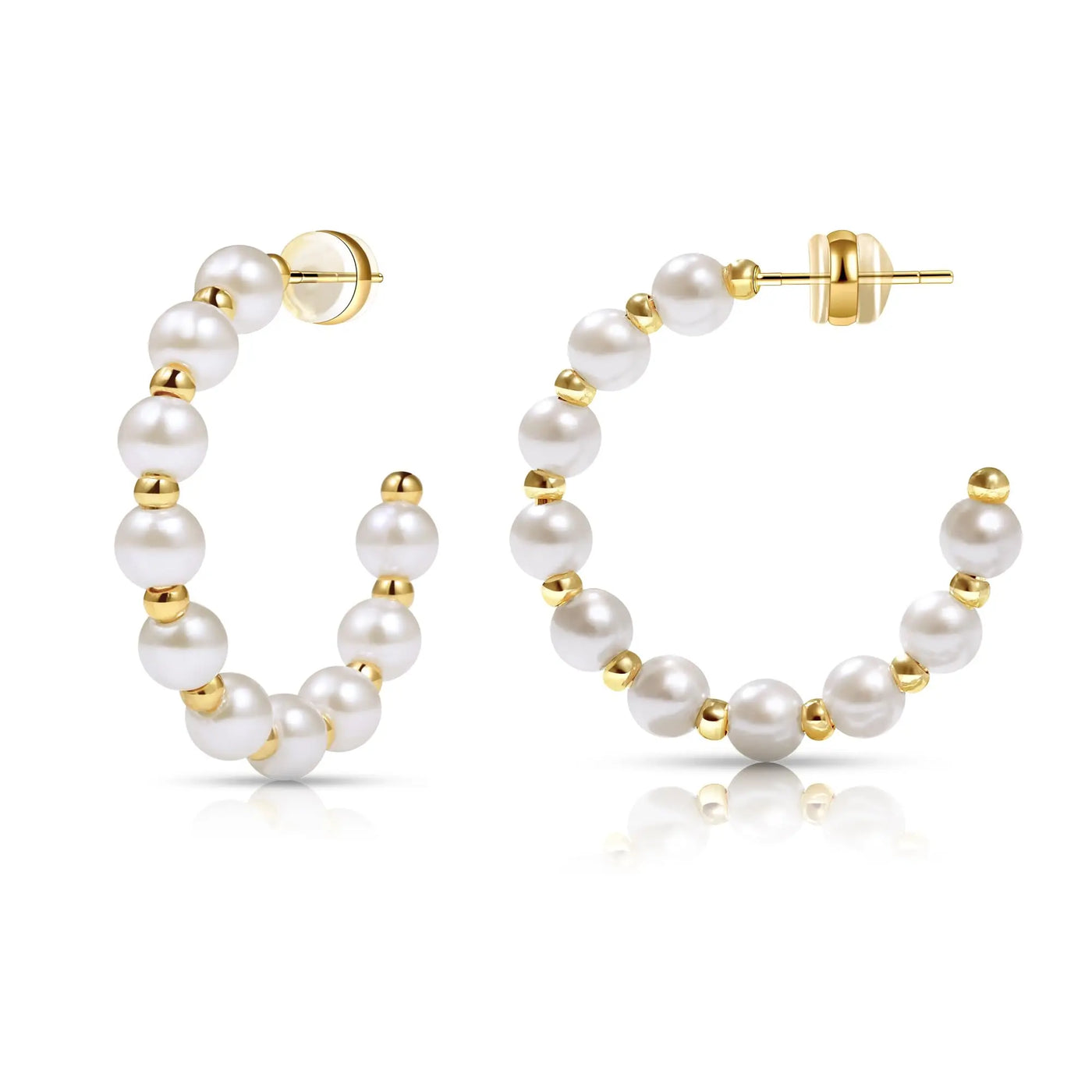 Shevalu New Women Elegant Pearl Hoop Earrings Lady Classic Design Multi-Size Earrings Luxury Hoops With 925 Sterling Silver Post