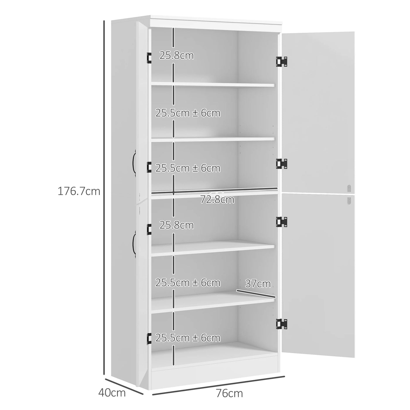 HOMCOM Kitchen Cupboard Storage Cabinet w/ 4 Doors and Adjustable Shelves,White