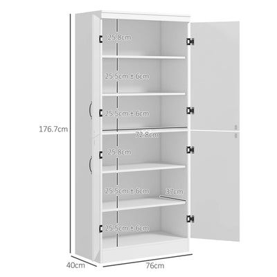 HOMCOM Kitchen Cupboard Storage Cabinet w/ 4 Doors and Adjustable Shelves,White