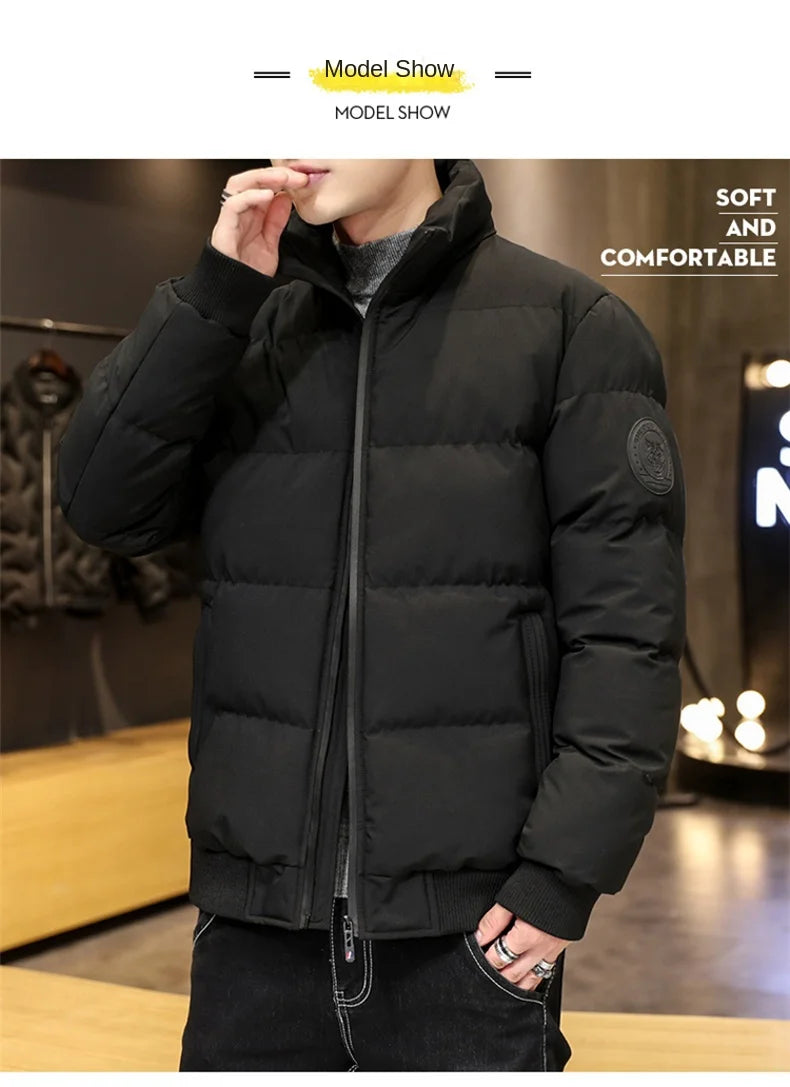 Autumn and winter standing collar cotton jacket men's thick warm fashion jacket casual jacket warm cotton jacket winter clothing
