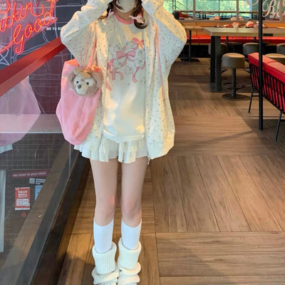 Sub-Culture Y2g Millennium Japanese Style Soft Girl Two-Dimensional Small Floral Cat Embroidered Hoodie Female Fall Winter Coat