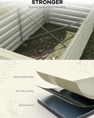6x3x2 8x4x2ft Galvanized Raised Garden Bed Deep Root Planter Box for Vegetables Flowers Herbs-Large Metal Raised Garden Bed Kit