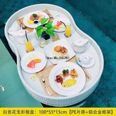 Bali Rattan Tray Swimming Pool Floating Rattan Tray Breakfast Afternoon Tea Dinner Plate Hotel Rattan Basket