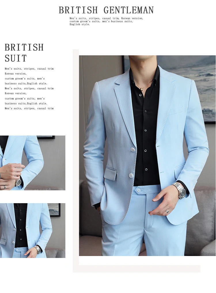 2024 Slim Fit Men's Wedding Casual Suit High-End All-in-One Handsome Two Button Fashion Boutique Single West Coat S-5XL