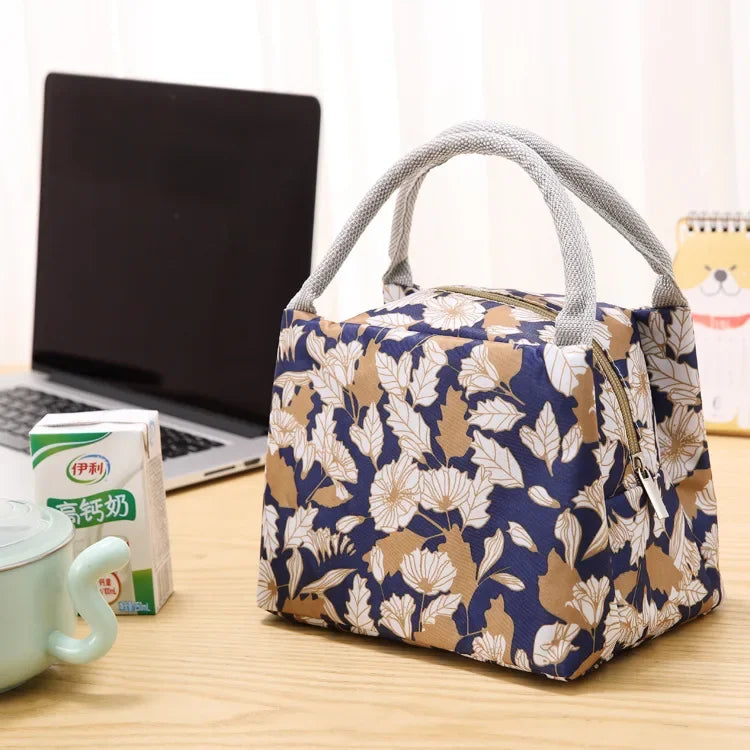 Functional Pattern Cooler Lunch Box Portable Insulated Canvas Lunch Bag Thermal Food Picnic Lunch Bags For Women Kids