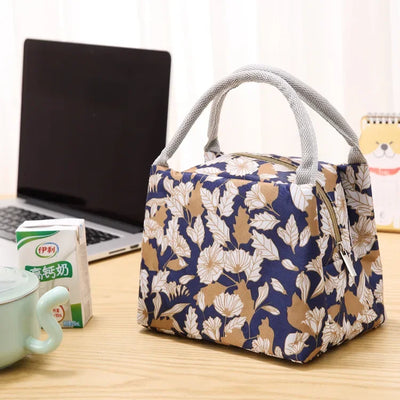 Functional Pattern Cooler Lunch Box Portable Insulated Canvas Lunch Bag Thermal Food Picnic Lunch Bags For Women Kids
