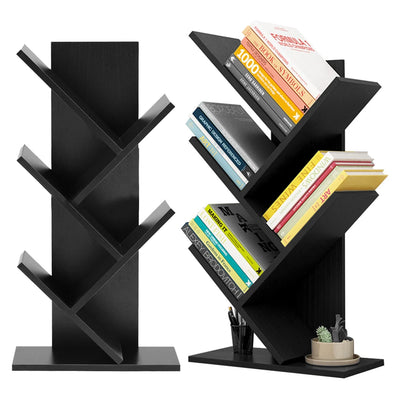 Rustic Standing Tree Bookshelf Wood Display Rack For Home Office Decoration Storage Organizer Shelf Bookcase