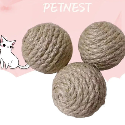 10pcs Solid Colored Sisal Ball Cat Teasing Toy Ball Self Hi  Grinding Teeth Durable Cat Teasing Stick Cat Making Sound Bell Ball