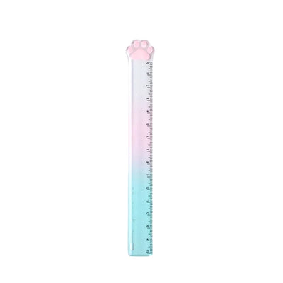 15cm Cat Claw Ruler Gradient Color Clear Scale Straight Measuring Rule Bookmark Stationery Office School A7588