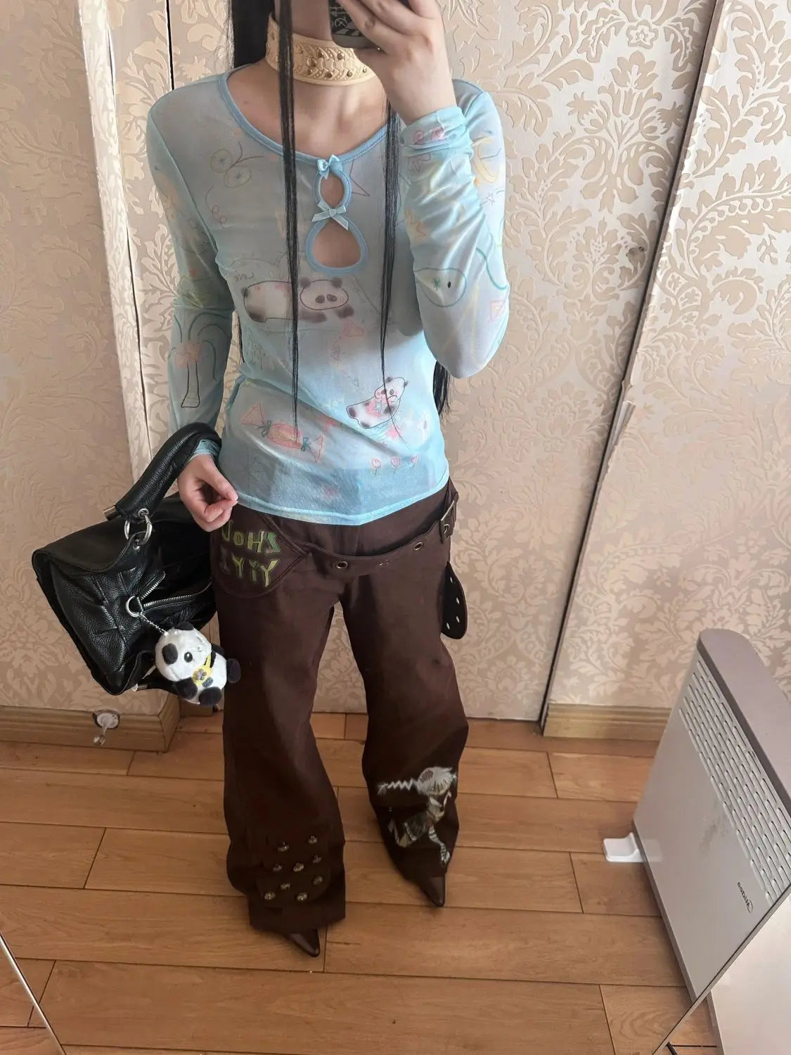 Yedinas Y2k Blue Mesh Tops Long Sleeve T Shirt Women Clothes Slim Spring Tops See Through Sheer Tshirts Grunge Aesthetics Tees