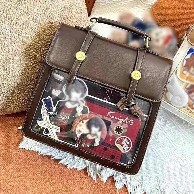 New Japanese Jk Itabag Harajuku Pain Bag For Women PU Transparent Pocket Itabag High School Girls Uniform JK Ita backpack