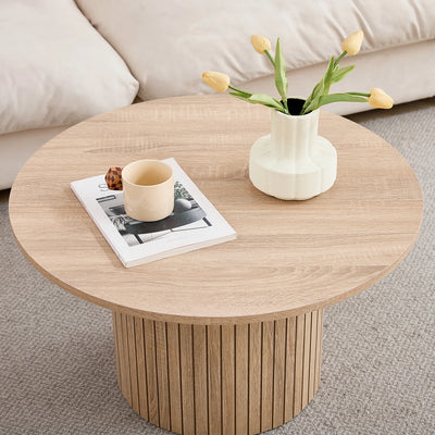 Set of 2 Nordic Style Wooden Round Coffee Table Set, Wooden Nesting Coffee Table, for Living Room/Bedroom Furniture