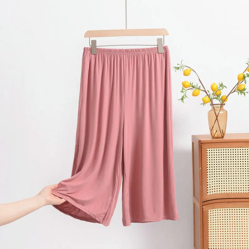 Plus size XL to 8XL Women's Modal pant calf-length summer Capri Pants wide leg pants short pants casual homewear
