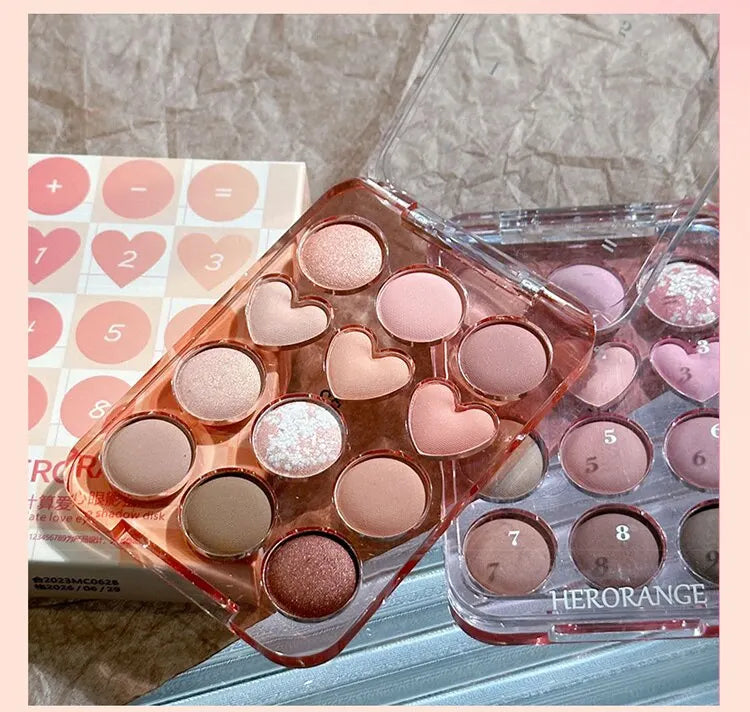 Calculator Love Eyeshadow Palette 12 Colors Matte Pearlescent Glitter Non-Flying Powder Earth Color Eyeshadow