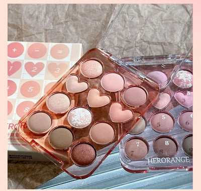 Calculator Love Eyeshadow Palette 12 Colors Matte Pearlescent Glitter Non-Flying Powder Earth Color Eyeshadow