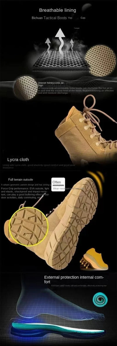 Lightweight Mans Tactical Boots Combat Anti-Collision Training Lace Up Waterproof Outdoor Hiking Breathable Shoe