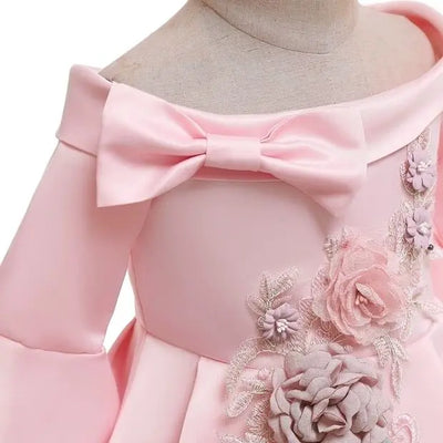 2-10 Yrs Girls Summer Dresses Flower Elegant Kids Princess Party White Dress for Wedding and Birthday Baby Communion Costume