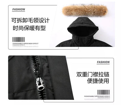 Fashion Parkas Male Casual Warm Down Jackets New Winter Mens Hooded Fur Collar Duck Down Coats High Quality Waterproof Coats