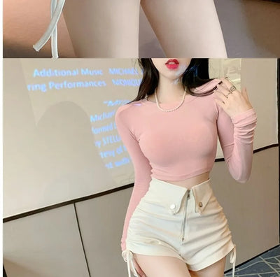 Women's High Waist White Shorts  Summer Spice Girls Drawstring A-line Short Hot Pants  Trendy Lace Up Zip Up Button Down Shorts