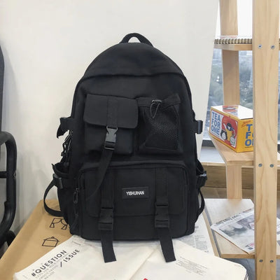 Casual Nylon Student Backpack Canvas Harajuku Shoulders Bag Rucksack Large Capacity School Bag Lady