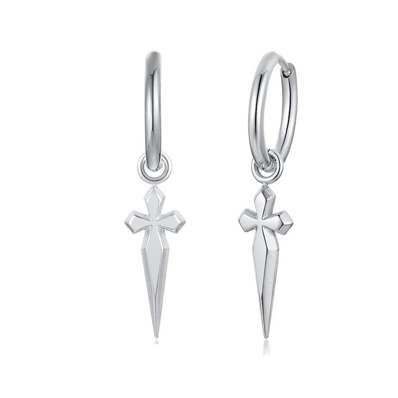 New Punk Stainless Steel Chain Hoop Earrings For Women Men 2023 Trendy Goth Pop Hip Hop Pendants Ear Jewelry Accessories Earring