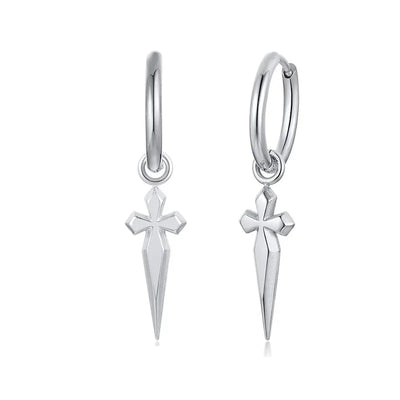 New Punk Stainless Steel Chain Hoop Earrings For Women Men 2023 Trendy Goth Pop Hip Hop Pendants Ear Jewelry Accessories Earring