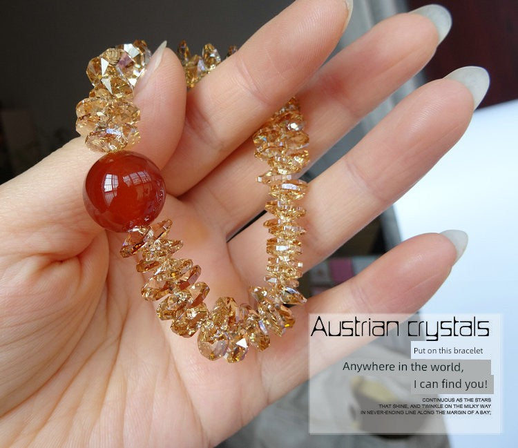 2024 Goddess Fan Affordable Luxury Style Simple and Natural 5alevel Red Agate Crystal Bracelet Fashion Beautiful Bracelet