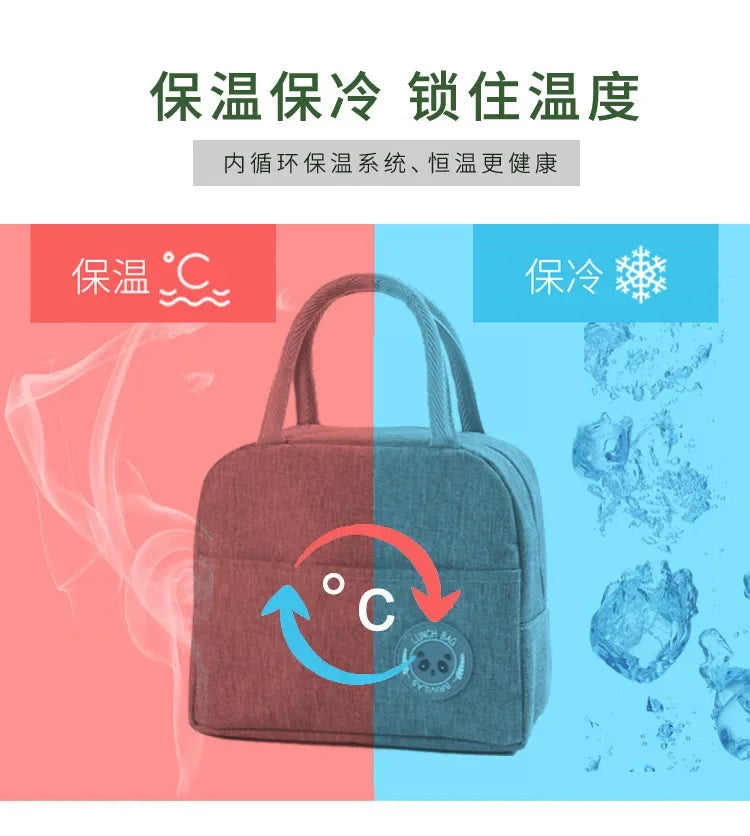 Functional Pattern Cooler Lunch Box Portable Insulated Canvas Lunch Bag Thermal Food Picnic Lunch Bags For Women Kids