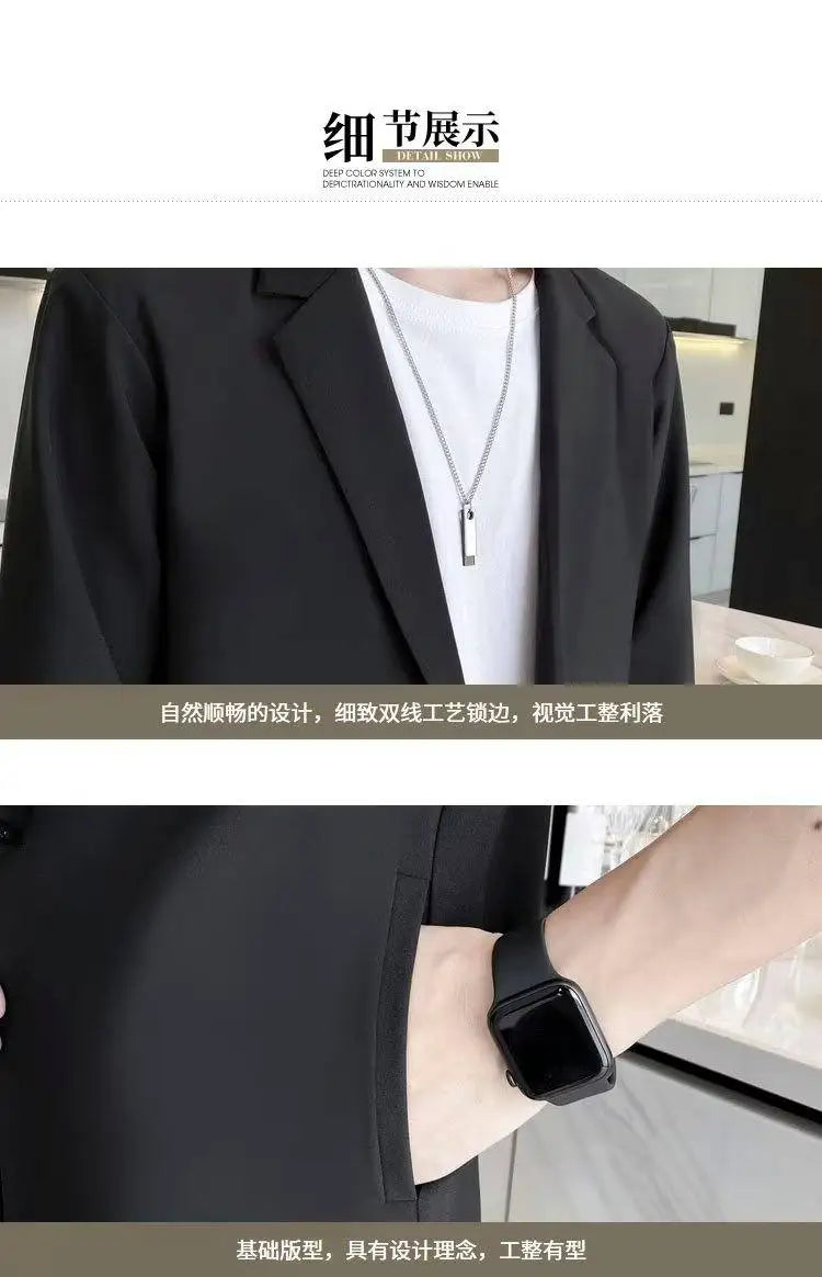 Summer Short Sleeved Blazer Men Fashion Social Mens Dress Jacket Korean Loose Casual Suit Jacket Mens Office Formal Blazer M-3XL