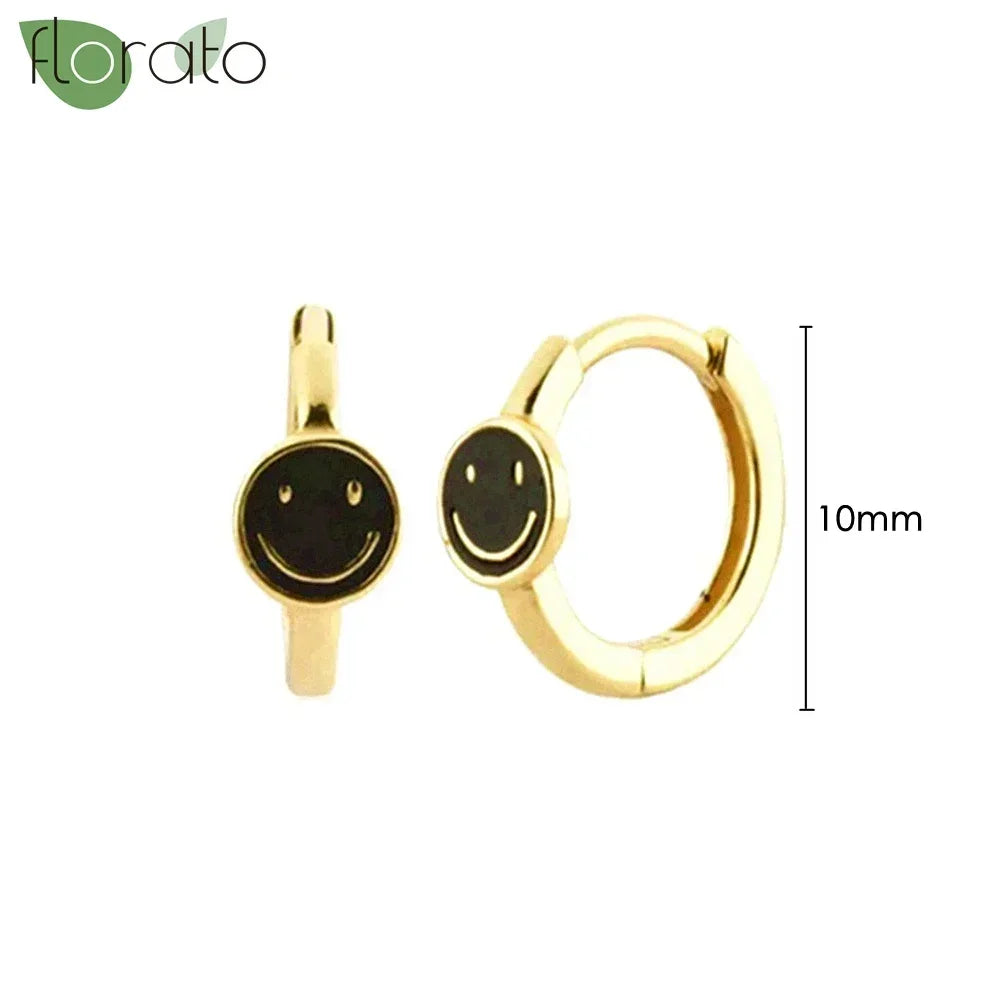 925 Sterling Silver Needle Fashion Round Pendant Small Earrings Luxury Gold Hoop Earrings for Women Premium Black Jewelry Gifts