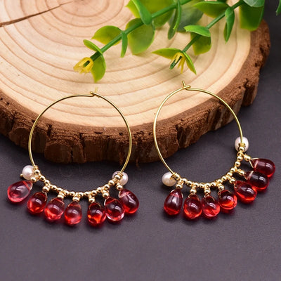 925 Sterling Silver Colorful Tassel Fresh Water Pearl Hoop Earrings Original Design Handmade Womans Luxe Jewelry GE0904