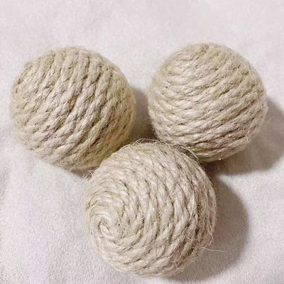 10pcs Solid Colored Sisal Ball Cat Teasing Toy Ball Self Hi  Grinding Teeth Durable Cat Teasing Stick Cat Making Sound Bell Ball