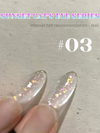 1-24pcs ZH Spring Summer Nails Red Champagne Gold Cat's Eye Gel Nail Polish Nail Art Versatile Popular Whitening Nail Supplies