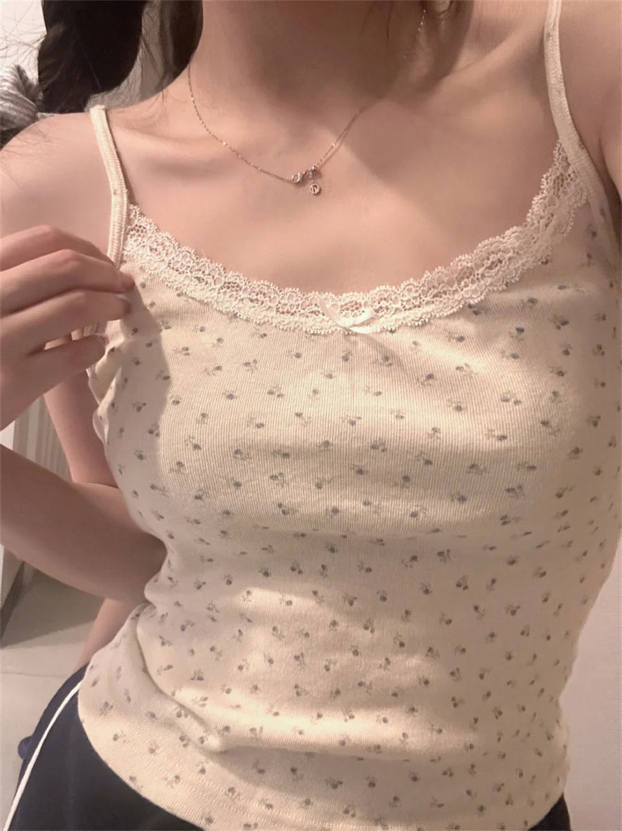 Y2k Short sleeve Sexy U Collar Floral Print Lace Slim T-shirt 2025 Summer Women Clothing Floral Slim Shirt Button T-shirt Top