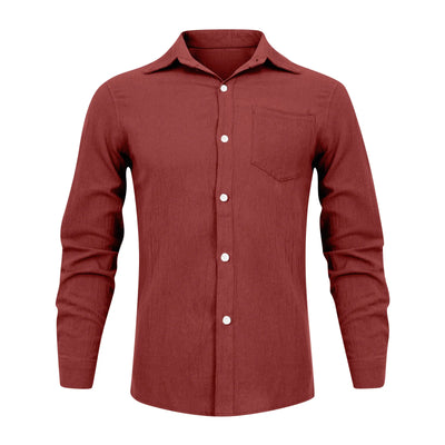 Loose Shirts Men'S Lightweight Long Sleeved Shirt Spring Summer Men'S Casual Cotton Linen Solid Color Long Sleeve Shirts