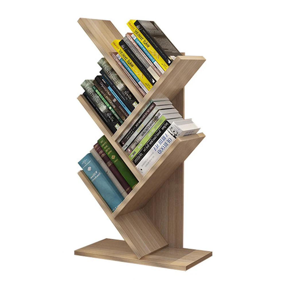 Rustic Standing Tree Bookshelf Wood Display Rack For Home Office Decoration Storage Organizer Shelf Bookcase