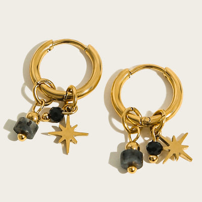 YACHAN 18K Gold Plated Stainless Steel Hoop Earrings for Women Tap Texture Metal Pearl Charms Earring Trendy Jewelry Gift