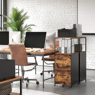 VASAGLE Filing Cabinet for Home Office, File Cabinet with 2 Drawers, Open Shelf, Steel Frame, for A4 and Letter Sized Files