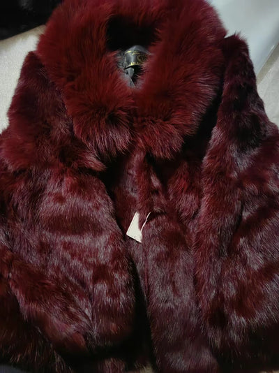 Real Rabbit Fur Coat Women Autumn Winter Short Jacket Thick Warm New Fashion Fox Fur Collar Elegant Female Warm Outerwear