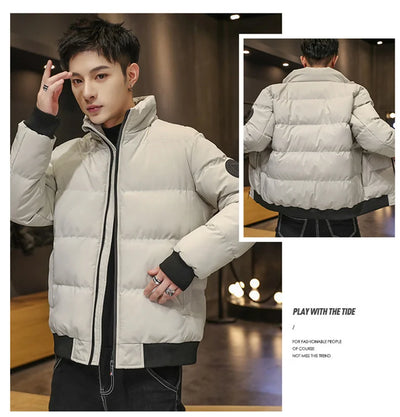 Autumn and winter standing collar cotton jacket men's thick warm fashion jacket casual jacket warm cotton jacket winter clothing
