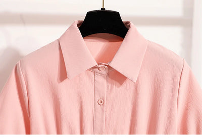 Plus Size Polo Shirt Women Summer 2025 New Korean Style Large Size Loose Chiffon Blouse Women Slim Waist Casual Tops Female