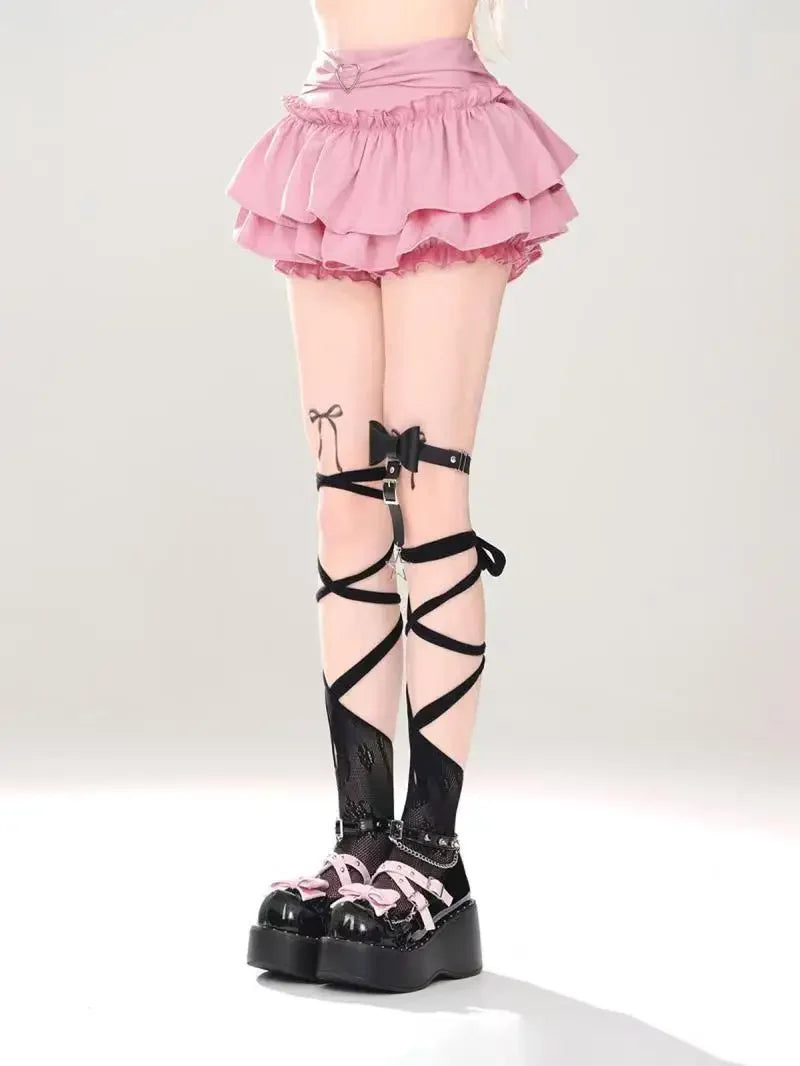 Pink A- line Mini Skirt Women's Summer 2024 New Style Puffy Slimming Cake Skirt A- line Pleated Dress Lightweight Fashion
